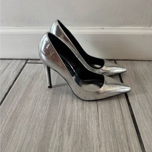 Zara silver metallic heels